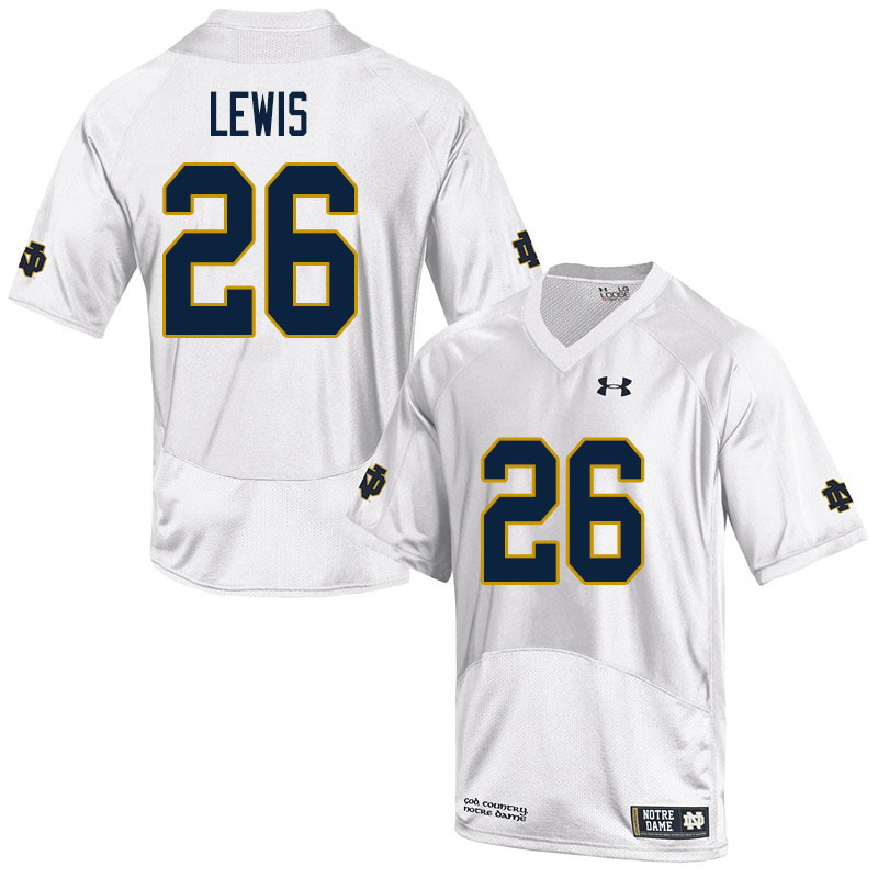 Men's NCAA Notre Dame Fighting Irish #26 Clarence Lewis Stitched College Under Armour Authentic White Football Jersey ZC10U41PN